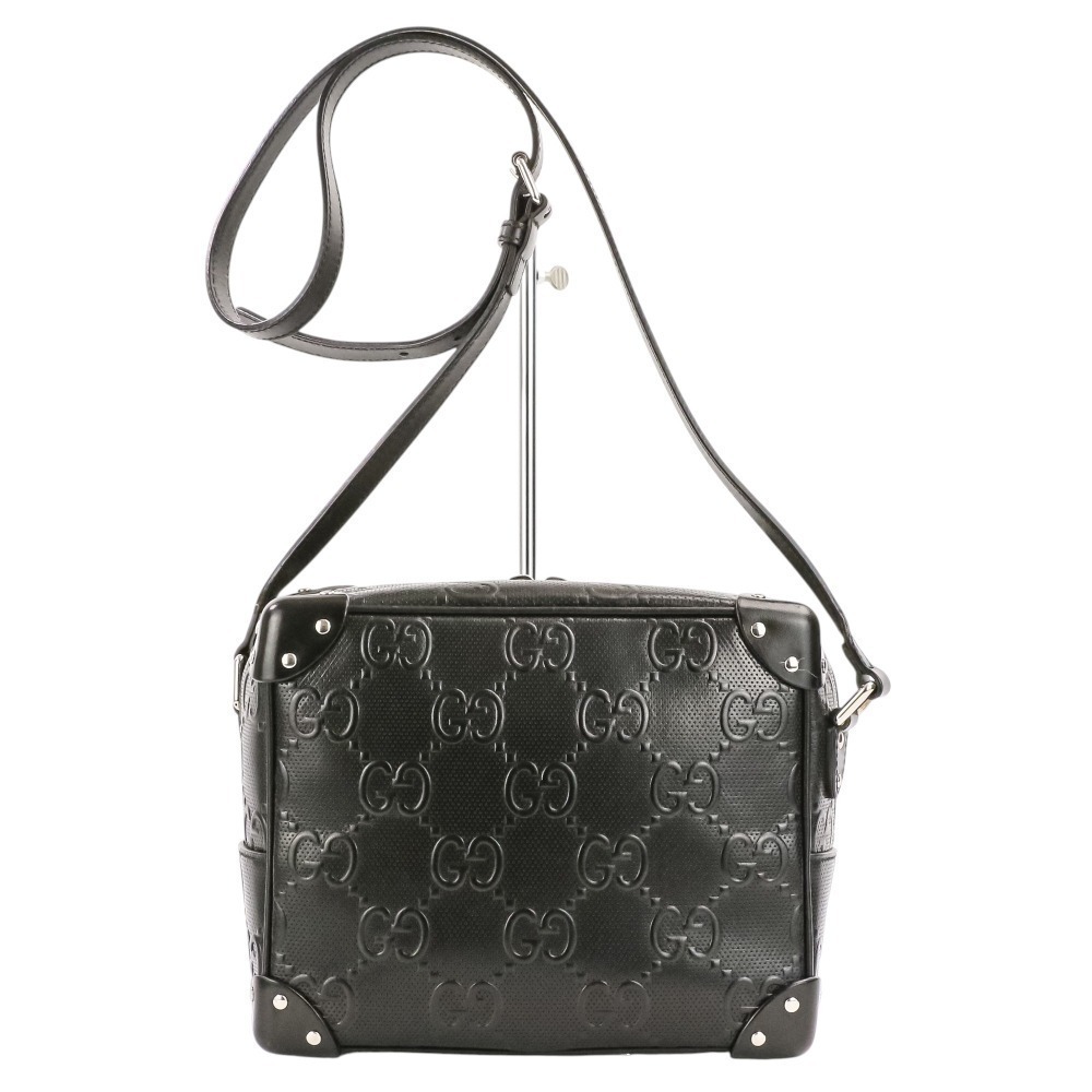 GUCCI GG embossed soft trunk shoulder bag black